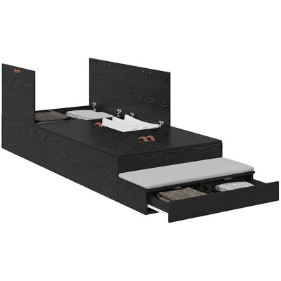 Vidaxl Zwart Opbergbed - Modern Rechthoekig Slaapkamermeubel Vidaxl Zwart Opbergbed - Modern Rechthoekig Slaapkamermeubel