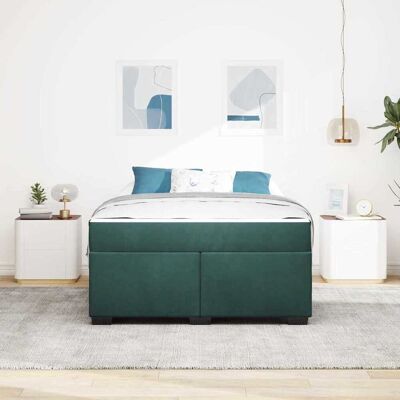 vidaXL Bedframe met matras Donkergroen 140 x 200 cm Stof vidaXL Bedframe met matras Donkergroen 140 x 200 cm Stof