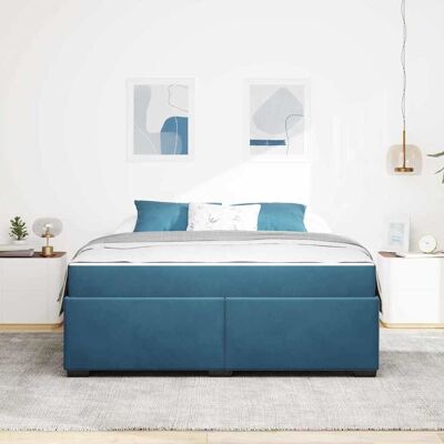 vidaXL Bedframe met matras Donkerblauw 180 x 200 cm Stof vidaXL Bedframe met matras Donkerblauw 180 x 200 cm Stof