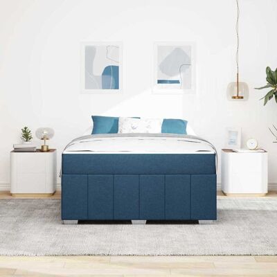 vidaXL Bedframe met matras Blauw 160 x 200 cm Stof vidaXL Bedframe met matras Blauw 160 x 200 cm Stof