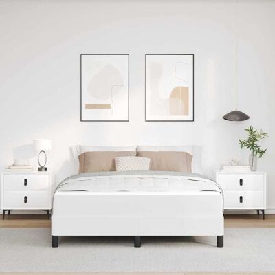 vidaXL Bedframe met matras Puur Wit 140 x 190 cm Stof vidaXL Bedframe met matras Puur Wit 140 x 190 cm Stof