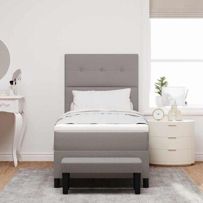 vidaXL Boxspring Bed - Taupe - 100 x 200 cm - Knopfgepo vidaXL Boxspring Bed - Taupe - 100 x 200 cm - Knopfgepo
