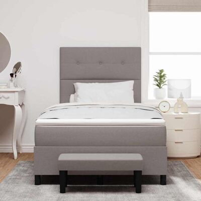 vidaXL Boxspringbed - Knopfgepo - Taupe - 120x200cm vidaXL Boxspringbed - Knopfgepo - Taupe - 120x200cm