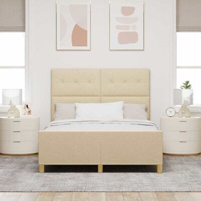 vidaXL Bedframe - 140x190 Creme - Minimalistische Stijl vidaXL Bedframe - 140x190 Creme - Minimalistische Stijl