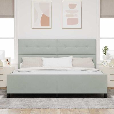 VidaXL Bedframe - Lichtgrijs Fluweel 200x200cm Modern Ontwerp VidaXL Bedframe - Lichtgrijs Fluweel 200x200cm Modern Ontwerp