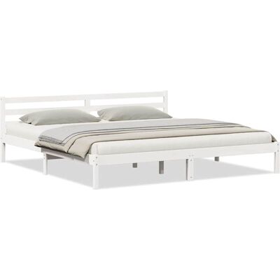 VidaXL 180x210 Wit Massief Pine Houten Bedframe - Bed VidaXL 180x210 Wit Massief Pine Houten Bedframe - Bed