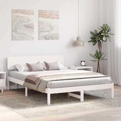 vidaXL Bedframe met hoofdeinde Wit 160 x 200 cm Massief grenenhout vidaXL Bedframe met hoofdeinde Wit 160 x 200 cm Massief grenenhout