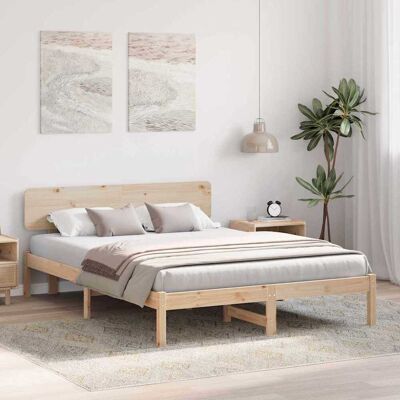 vidaXL Bedframe met hoofdeinde Naturel 150 x 200 cm Massief grenenhout vidaXL Bedframe met hoofdeinde Naturel 150 x 200 cm Massief grenenhout