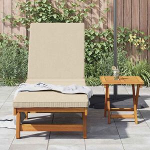 Vidaxl Beigekleurige houten zonnebed met wielen Vidaxl Beigekleurige houten zonnebed met wielen