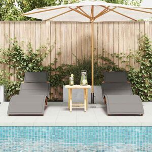 vidaXL Set van 2 ligbedden - Van acaciahout, Donkergrijs - Ligbedden Set vidaXL Set van 2 ligbedden - Van acaciahout, Donkergrijs - Ligbedden Set