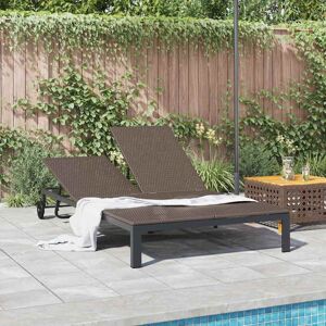Vidaxl Bruine Rattan 2-Persoons Ligbed met Kussens & Wielen Vidaxl Bruine Rattan 2-Persoons Ligbed met Kussens & Wielen