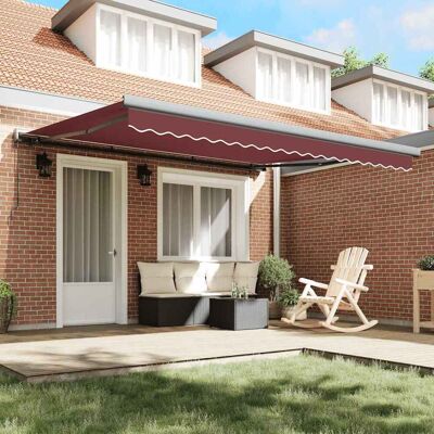 vidaXL Handmatige Burgunder Uitvalbare Luifel - Retractable Awning vidaXL Handmatige Burgunder Uitvalbare Luifel - Retractable Awning