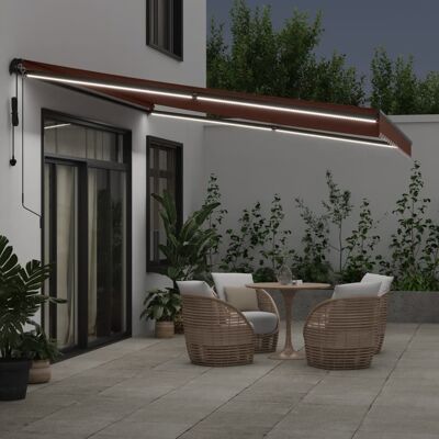 vidaXL Bruine uitrolbare awning 450x350 cm - Buiten zonwering vidaXL Bruine uitrolbare awning 450x350 cm - Buiten zonwering