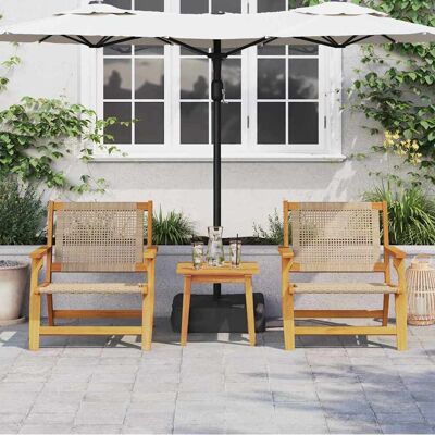 Vidaxl - 2-pcs - Beige - Acacia hout - Tuinstoelen Vidaxl - 2-pcs - Beige - Acacia hout - Tuinstoelen