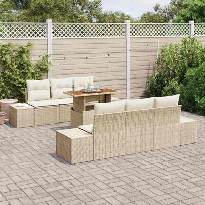 Vidaxl - 7P Garden Set - Beige kussens - Outdoor dining Vidaxl - 7P Garden Set - Beige kussens - Outdoor dining