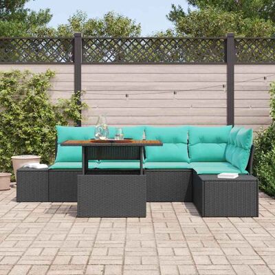 vidaXL Tuin Sofa Set 6 st 5-Aantal zitplaatsen Zwart en Blauwgroen vidaXL Tuin Sofa Set 6 st 5-Aantal zitplaatsen Zwart en Blauwgroen