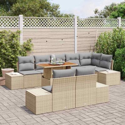 Beige Tuin Eettafelset - 9-delig, Weerbestendig, Voor 8 Personen Beige Tuin Eettafelset - 9-delig, Weerbestendig, Voor 8 Personen