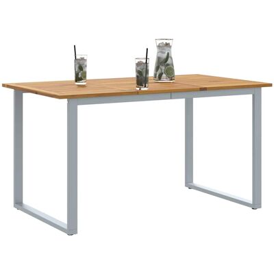 Vidaxl Buiten Eettafel - 140x80x75 cm Staal Hout Modern Grijs Vidaxl Buiten Eettafel - 140x80x75 cm Staal Hout Modern Grijs