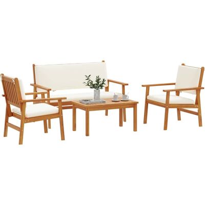 vidaXL Set van 2 Natuurlijke Massiefhouten Acaciahout - Duurzaam Beige - Buitenbankenset vidaXL Set van 2 Natuurlijke Massiefhouten Acaciahout - Duurzaam Beige - Buitenbankenset