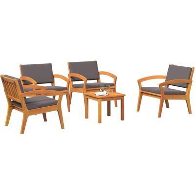 vidaXL Set van 2 Donkergrijze Acaciahouten Tuinmeubelen vidaXL Set van 2 Donkergrijze Acaciahouten Tuinmeubelen