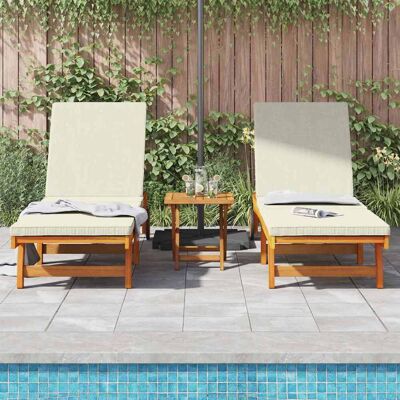 vidaXL Zittafel Set van 3 in crèmewit massief acaciahout - Ligbedden vidaXL Zittafel Set van 3 in crèmewit massief acaciahout - Ligbedden