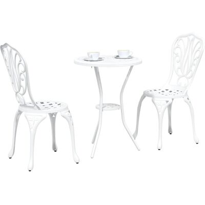 Vidaxl Wit Aluminium Tuin Bistro Set - Tuinmeubilair voor Twee Vidaxl Wit Aluminium Tuin Bistro Set - Tuinmeubilair voor Twee