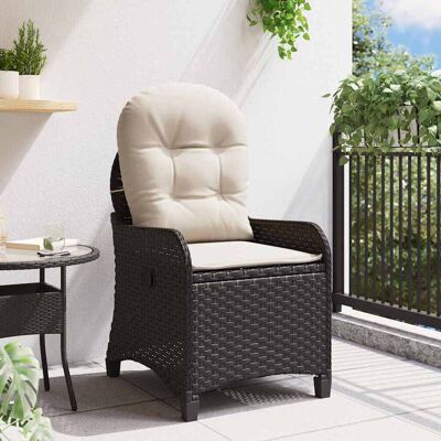 VidaXL Zwart Buiten Recliner met Kussen VidaXL Zwart Buiten Recliner met Kussen