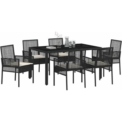 vidaXL Tuin Eettafelset - 7-delig, Kussens, Rattan Synthetisch vidaXL Tuin Eettafelset - 7-delig, Kussens, Rattan Synthetisch