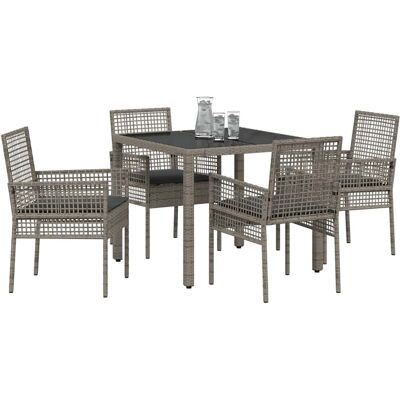 Vidaxl Tuin Eettafel-Set - Modern, 5-delig, Rattan & Glas Vidaxl Tuin Eettafel-Set - Modern, 5-delig, Rattan & Glas