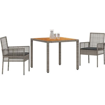 VIDAXL Tuin Eettafelset 3-delig Grijs Polyrotan VIDAXL Tuin Eettafelset 3-delig Grijs Polyrotan