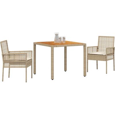 VIDAXL Tuin Eetset 3-delig Beige Rattan VIDAXL Tuin Eetset 3-delig Beige Rattan