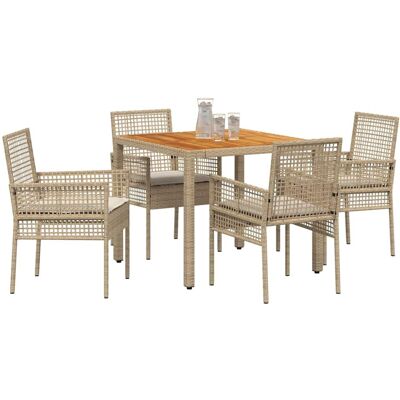 Vidaxl Tuin Eetset - 5-delig Beige Geweven Buitenmeubilair Vidaxl Tuin Eetset - 5-delig Beige Geweven Buitenmeubilair