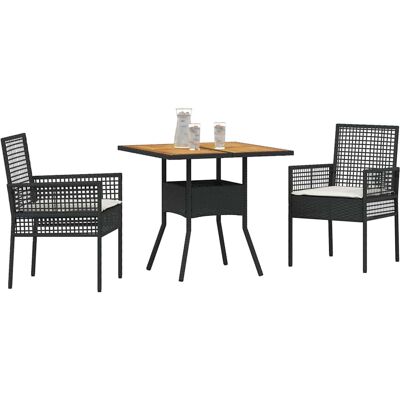 VidaXL Tuin Eetset - Vierkant, Zwart - Tuinmeubel VidaXL Tuin Eetset - Vierkant, Zwart - Tuinmeubel