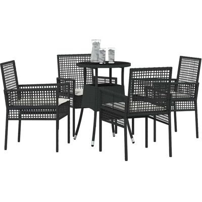 VidaXL Tuin Eetset - Zwart Poly-rattan, 5 Stuks VidaXL Tuin Eetset - Zwart Poly-rattan, 5 Stuks