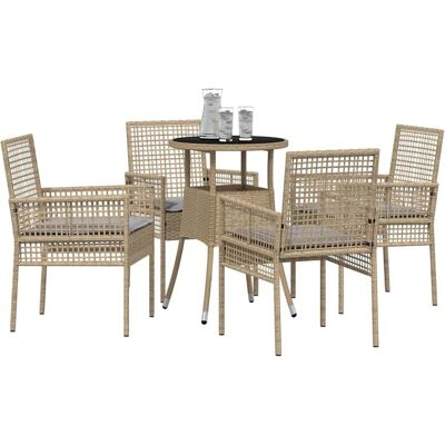 Vidaxl Tuin Eetset - Modern Beige & Grijs - 4 Stoelen - Buiten Vidaxl Tuin Eetset - Modern Beige & Grijs - 4 Stoelen - Buiten