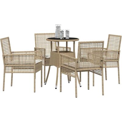 VidaXL Tuin Eetset Beige Rattan Rechthoekige Tafel 60x75cm VidaXL Tuin Eetset Beige Rattan Rechthoekige Tafel 60x75cm
