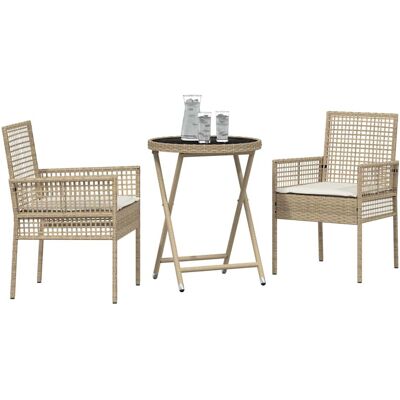 Vidaxl Beige Synthetisch Rotan Tuin Bistro Set 3 stuks Vidaxl Beige Synthetisch Rotan Tuin Bistro Set 3 stuks
