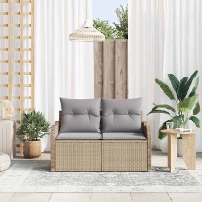 Vidaxl 2-zits Tuinbank Beige Rattan - Buitenmeubelen Vidaxl 2-zits Tuinbank Beige Rattan - Buitenmeubelen