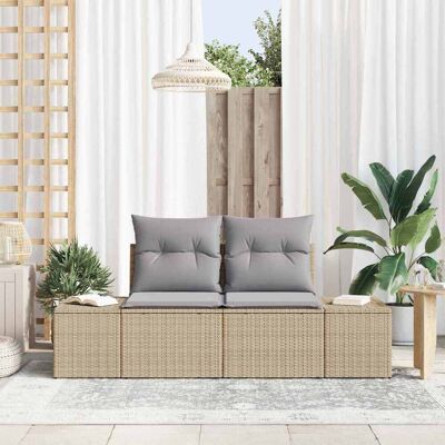 VIDAXL 2-zits Tuinbank - Beige, Waterbestendig, Opbergruimte VIDAXL 2-zits Tuinbank - Beige, Waterbestendig, Opbergruimte