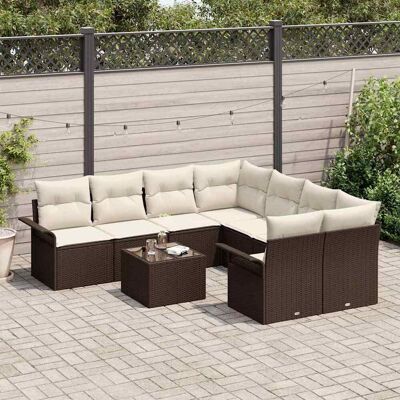 VIDAXL - Tuinbank Set 9 Stuks met Kussens - Buiten Lounge Meubilair VIDAXL - Tuinbank Set 9 Stuks met Kussens - Buiten Lounge Meubilair