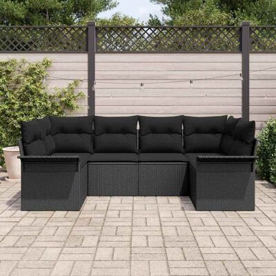 Vidaxl Tuinbankset 6-delig Zwart Polyester Rattan Vidaxl Tuinbankset 6-delig Zwart Polyester Rattan