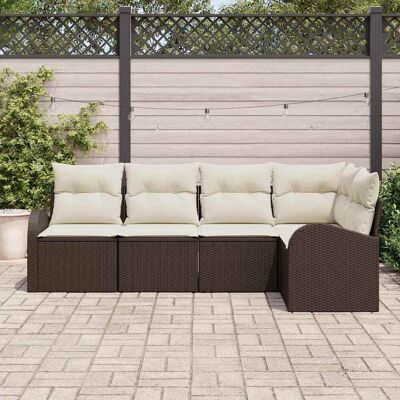 VidaXL 5-delige Tuinbankset - Rattan Polyester - Bruin VidaXL 5-delige Tuinbankset - Rattan Polyester - Bruin