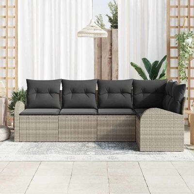 Vidaxl Tuinbank Set - 5 Stuks, Grijs, Rattan Vidaxl Tuinbank Set - 5 Stuks, Grijs, Rattan