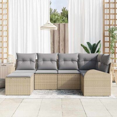 Vidaxl beige rotan tuinset - 6-delig tuinbankje set Vidaxl beige rotan tuinset - 6-delig tuinbankje set