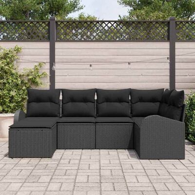 vidaXL Tuinbank Set - 6 Stuks, Zwart, Polyester Kussens vidaXL Tuinbank Set - 6 Stuks, Zwart, Polyester Kussens