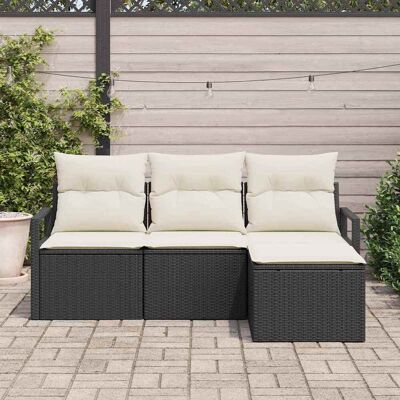 vidaXL Bankstel 4 st Zwart poly rattan vidaXL Bankstel 4 st Zwart poly rattan