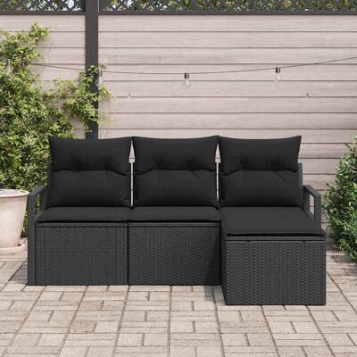 vidaXL Bankstel 4 st Zwart poly rattan vidaXL Bankstel 4 st Zwart poly rattan