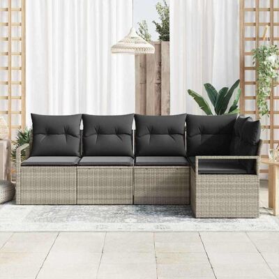 vidaXL Bankstel 5 st Lichtgrijs poly rattan vidaXL Bankstel 5 st Lichtgrijs poly rattan
