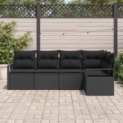 vidaXL Bankstel 5 st Zwart poly rattan vidaXL Bankstel 5 st Zwart poly rattan