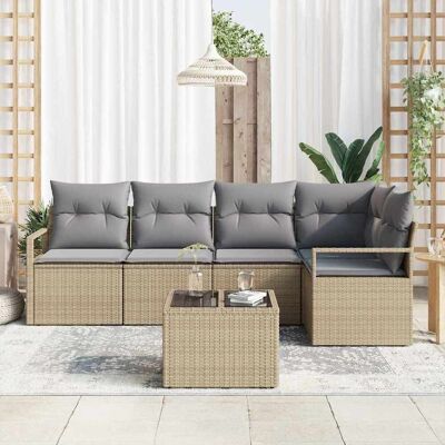 vidaXL Bankstel 6 st Beige poly rattan vidaXL Bankstel 6 st Beige poly rattan